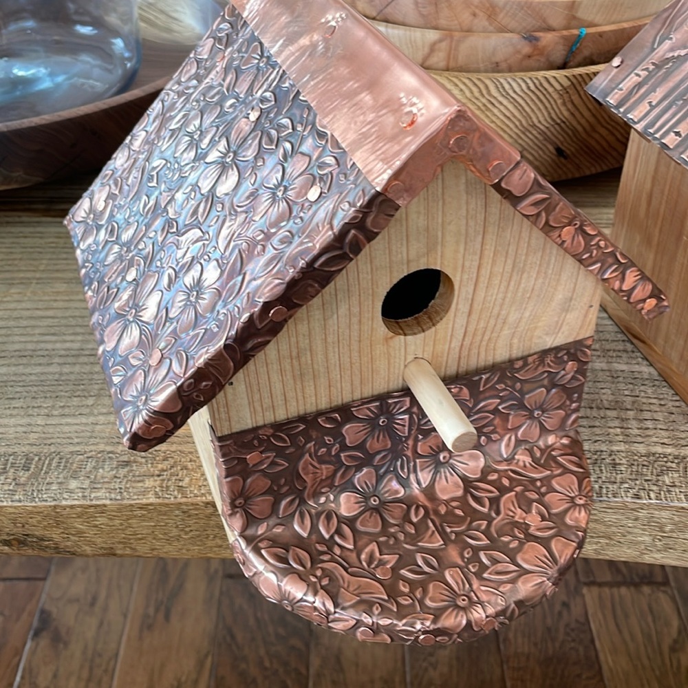 Copper and Wood Birdhouses